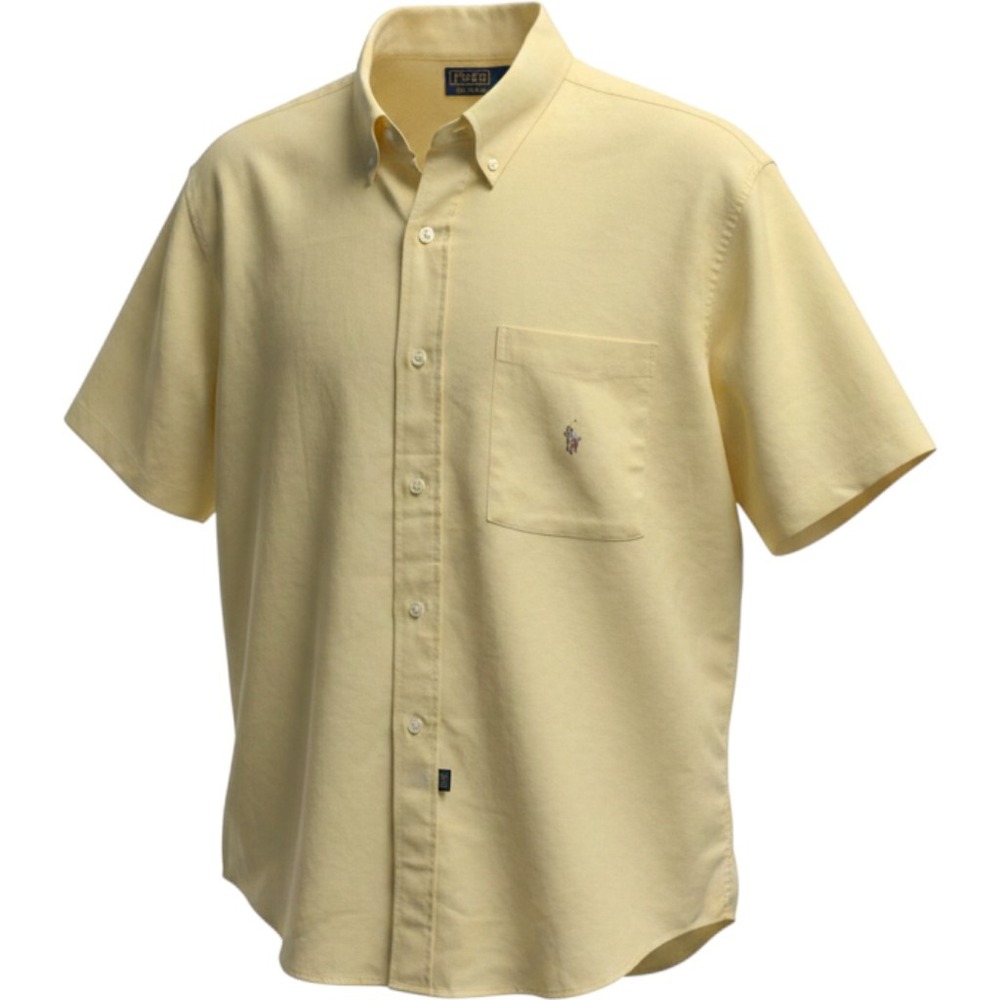 Polo Ralph Lauren Mens Short Sleeve Oxford Button Down Shirt Yellow Pony Logo 20